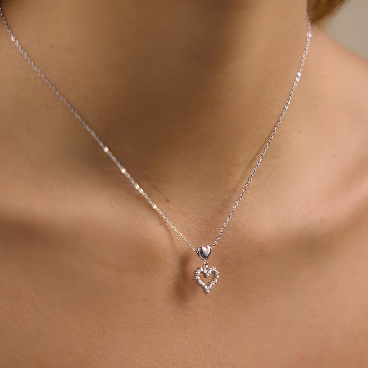 Crystal Double Heart Necklace