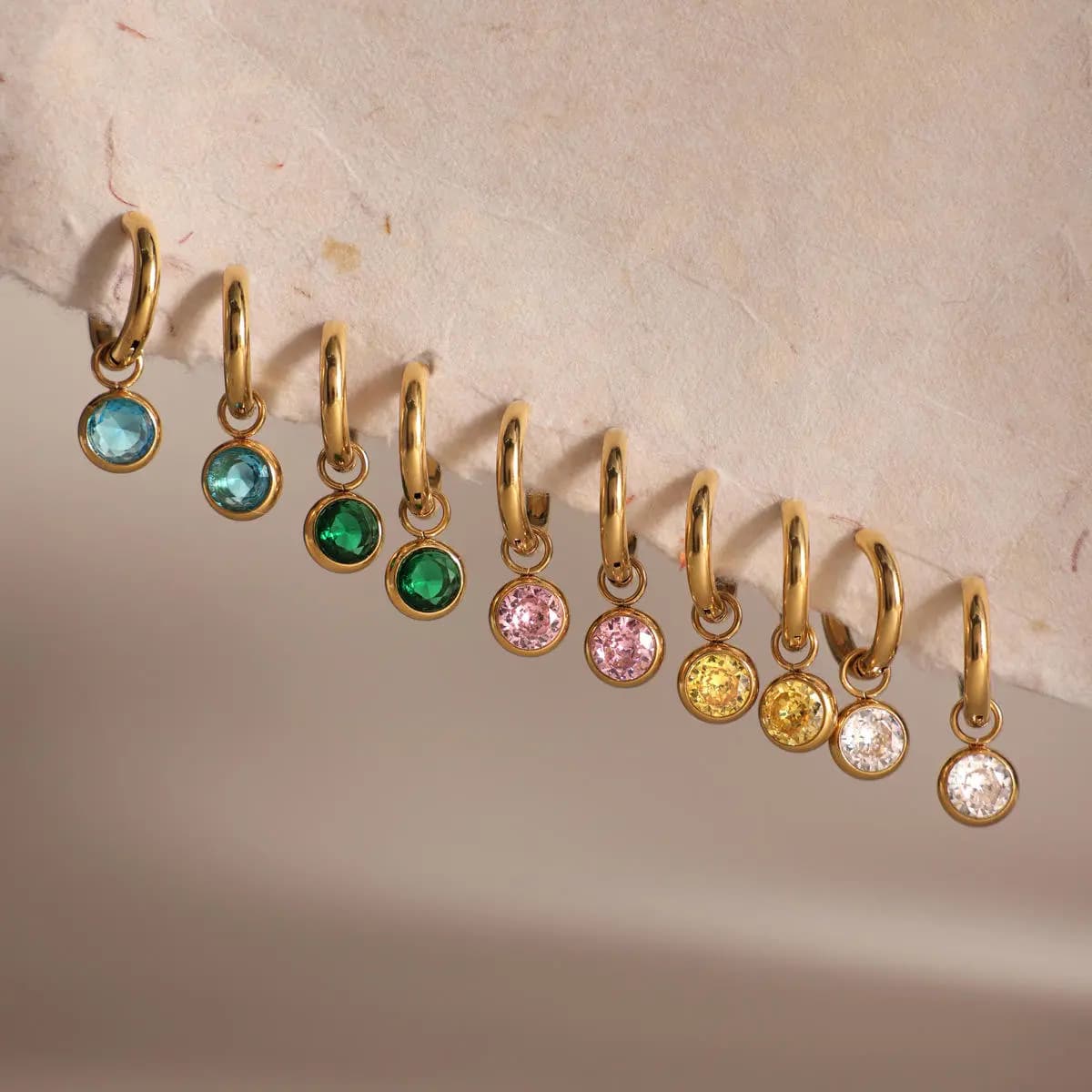 Green Zircon Hoop Earrings