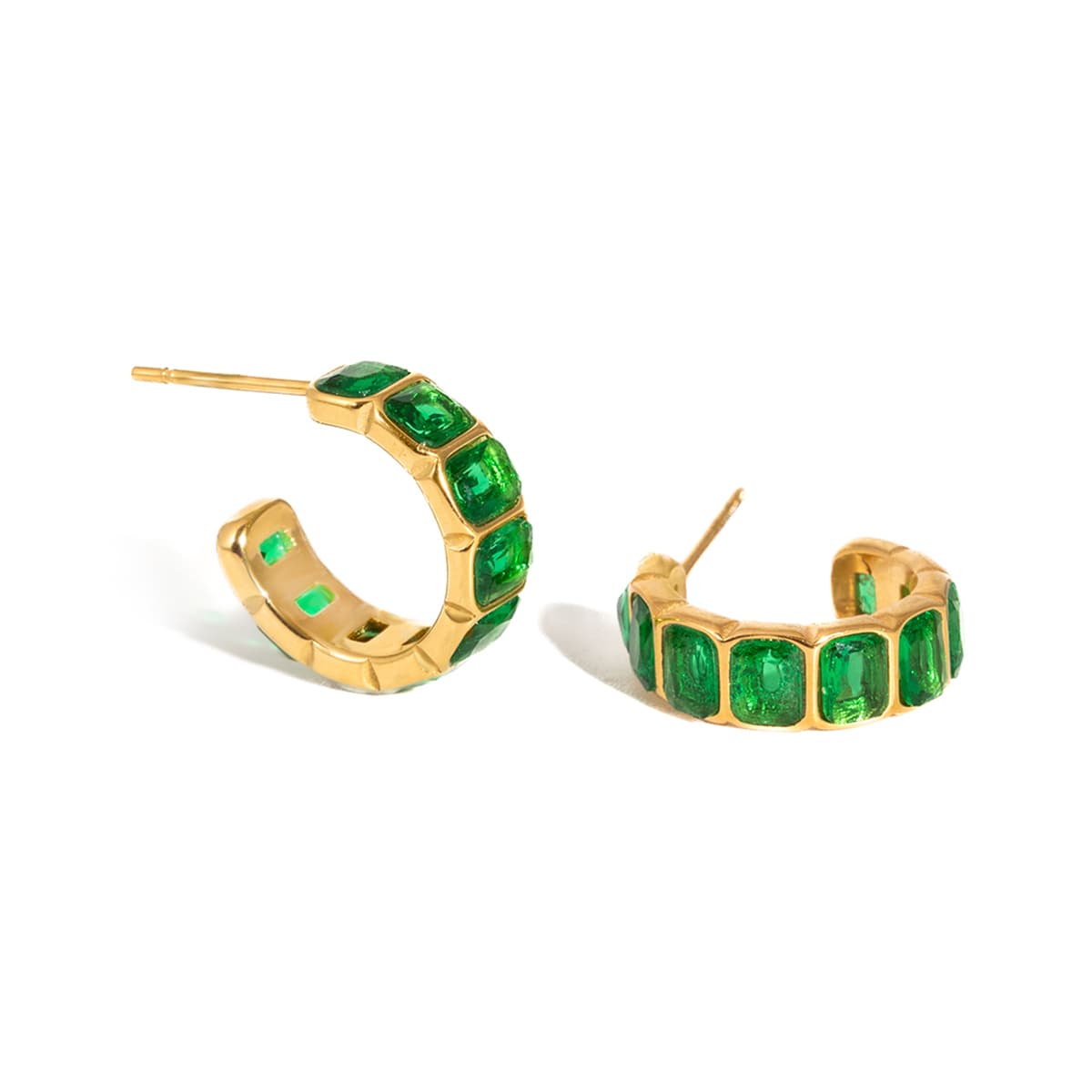 Chunky Green Hoop Earrings