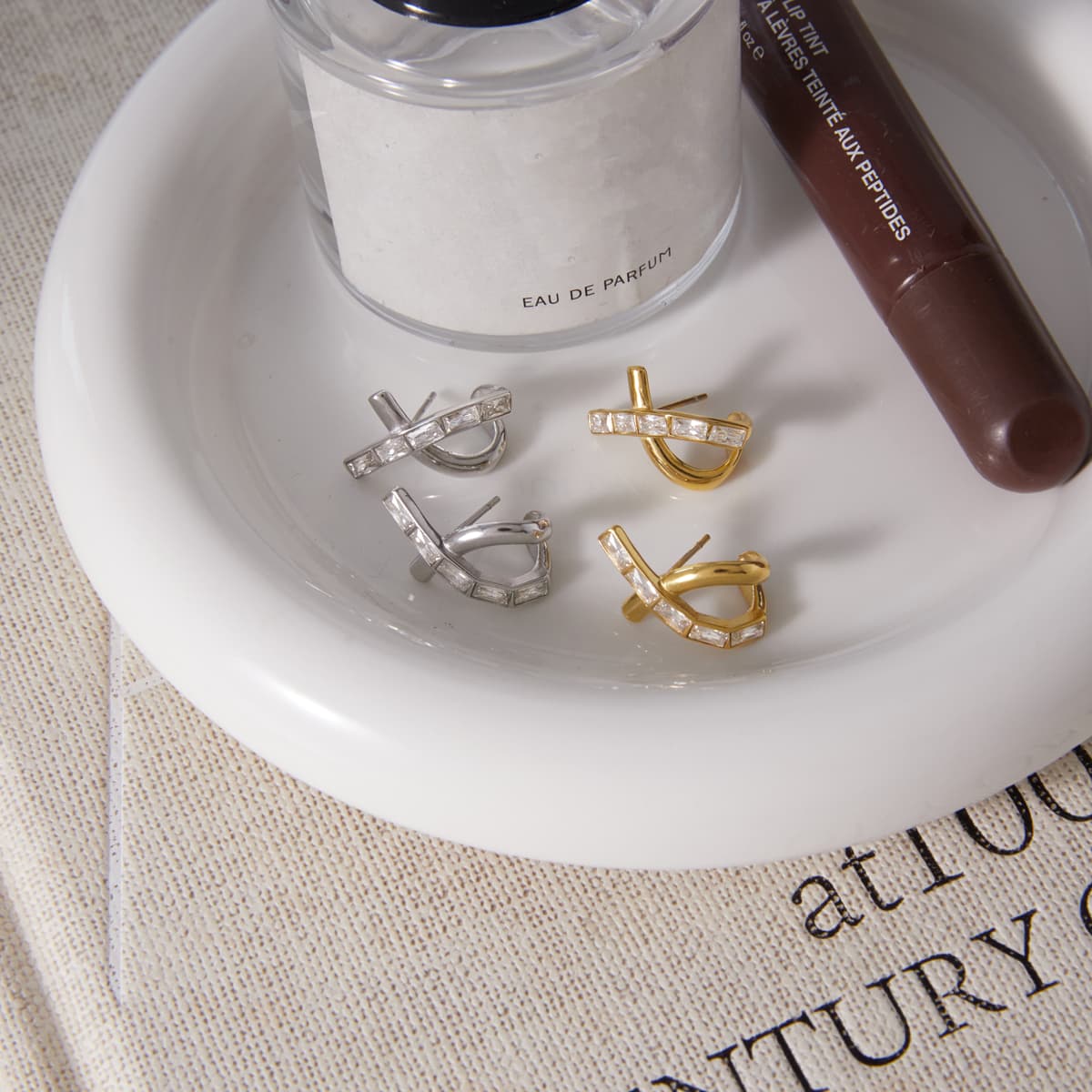 Crystal Curve Earrings 