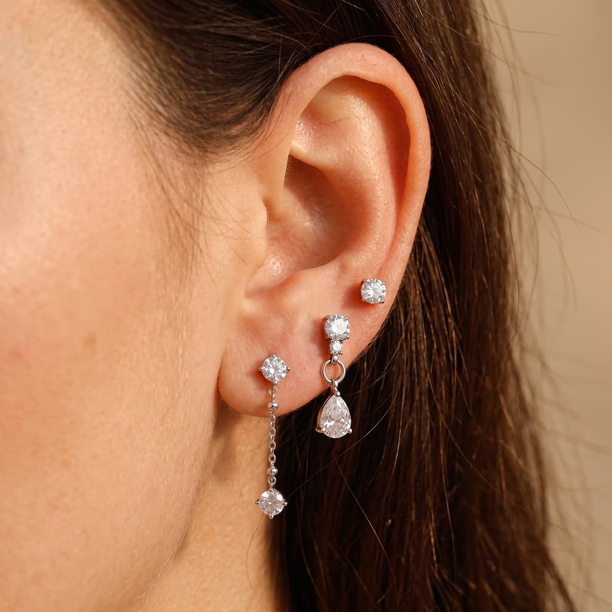 Crystal Earring Set – Silver