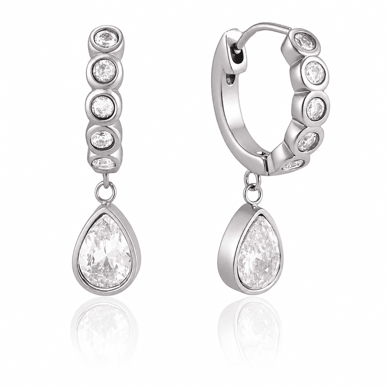 Elegant Crystal Drop Hoop Earrings 