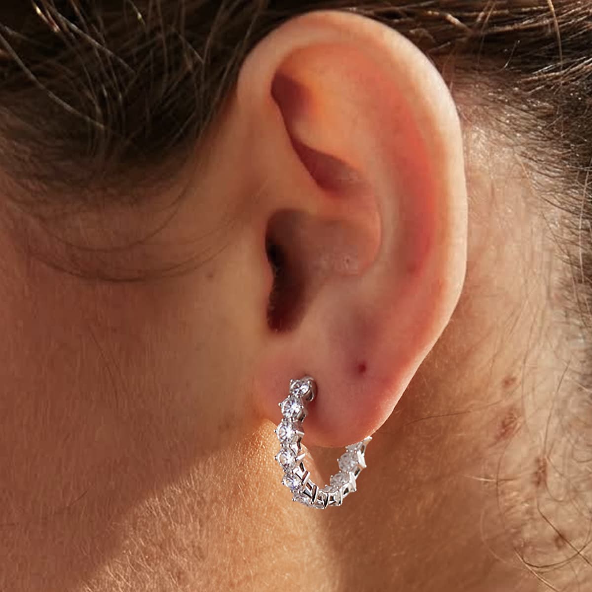 Crystal Huggie Hoops