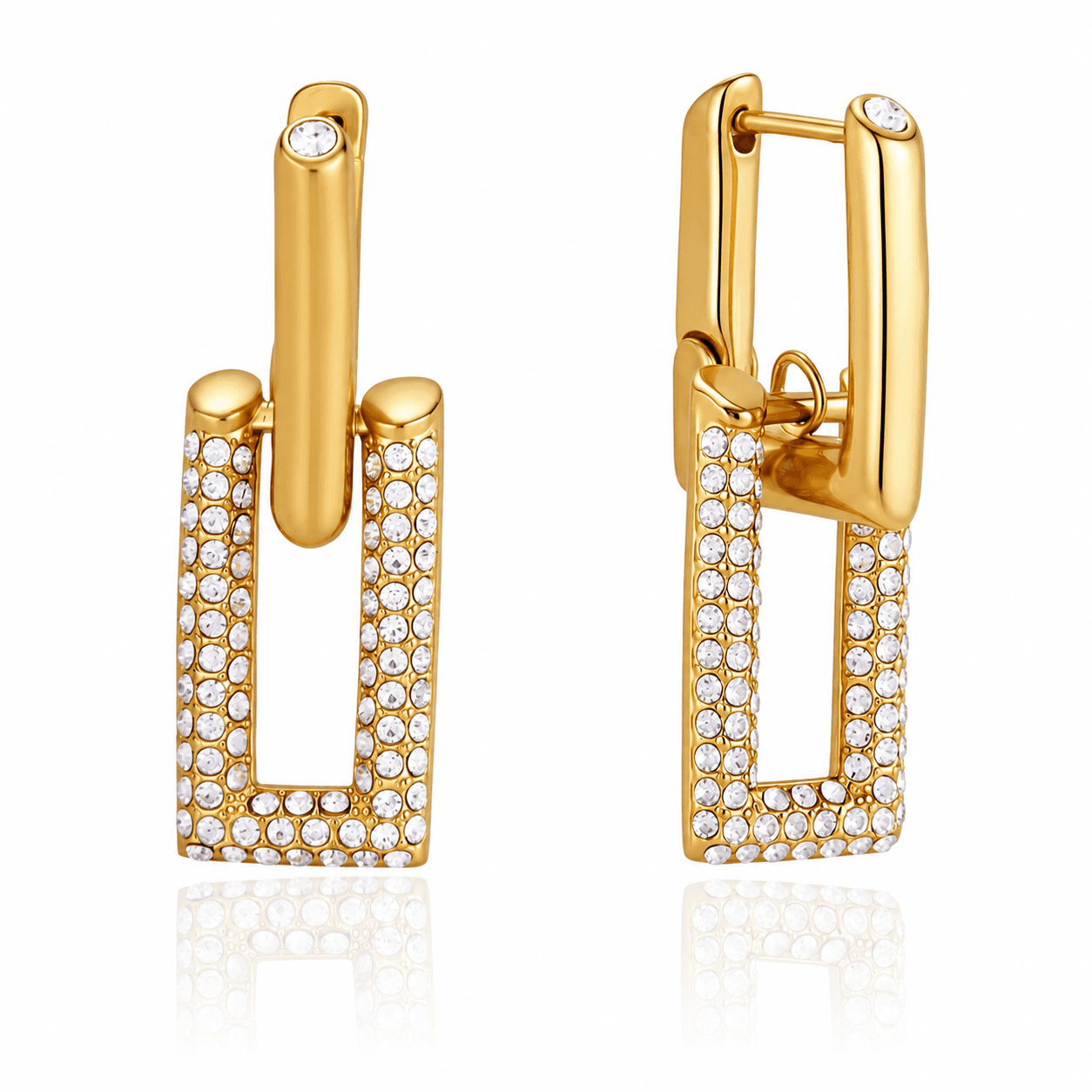 Crystal Drop Hoop Earrings – Gold
