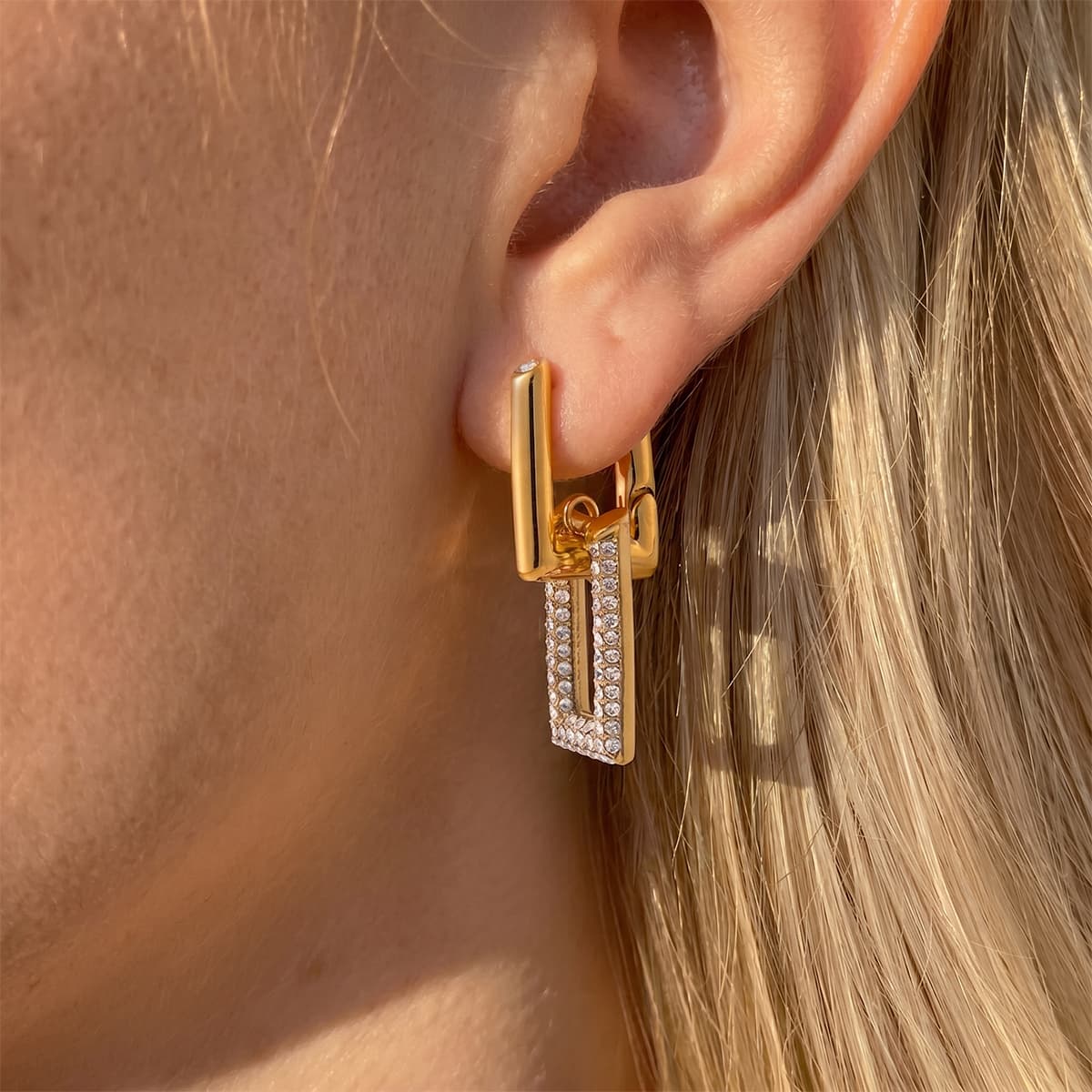 Crystal Drop Hoop Earrings – Gold