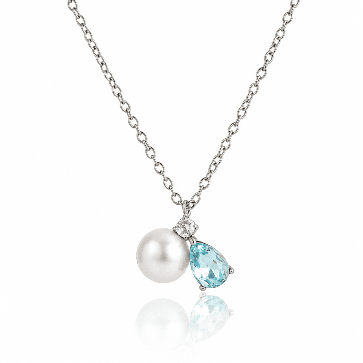 Pearl & Blue Crystal Necklace 