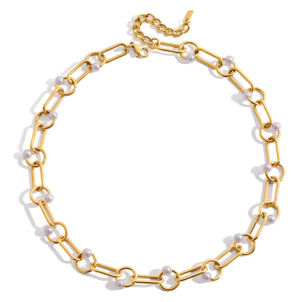 Pearl Paperclip Chain Necklace 