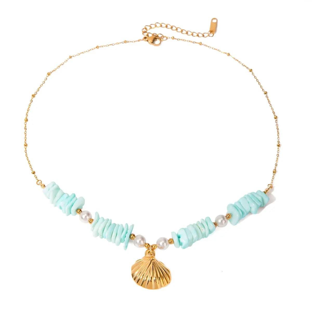 Blue Stone Shell Necklace