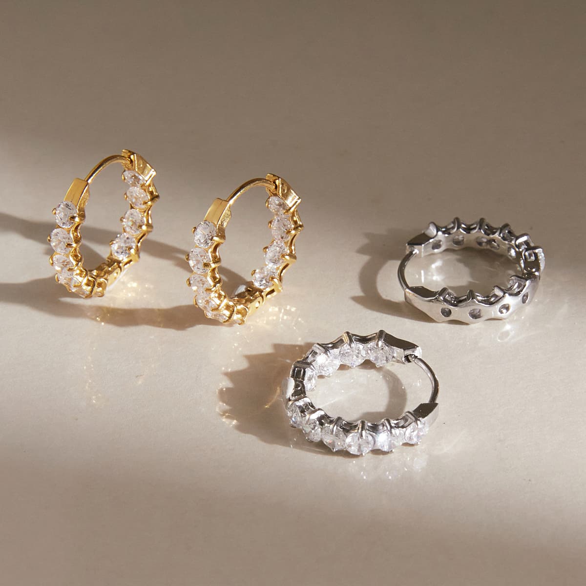 Crystal Huggie Hoops