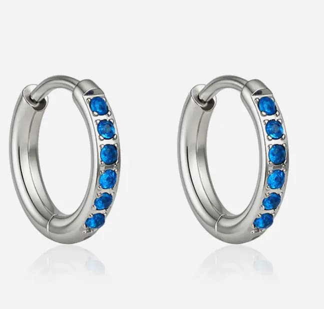 Blue Zircon Hoop Earrings