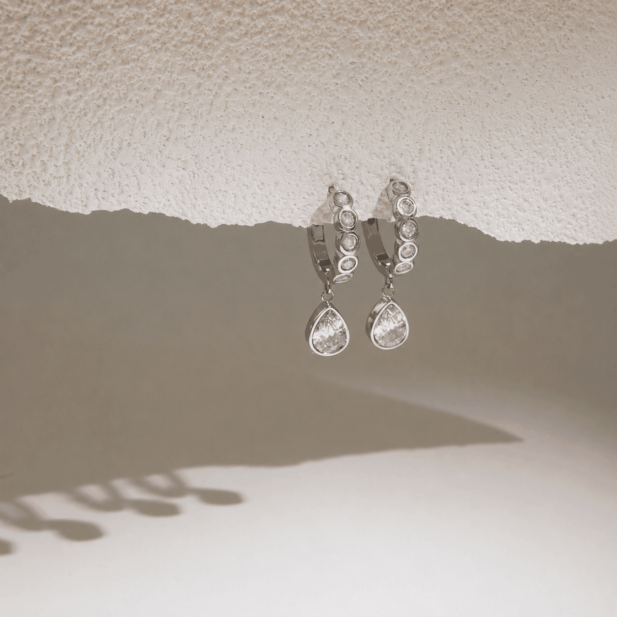 Elegant Crystal Drop Hoop Earrings 