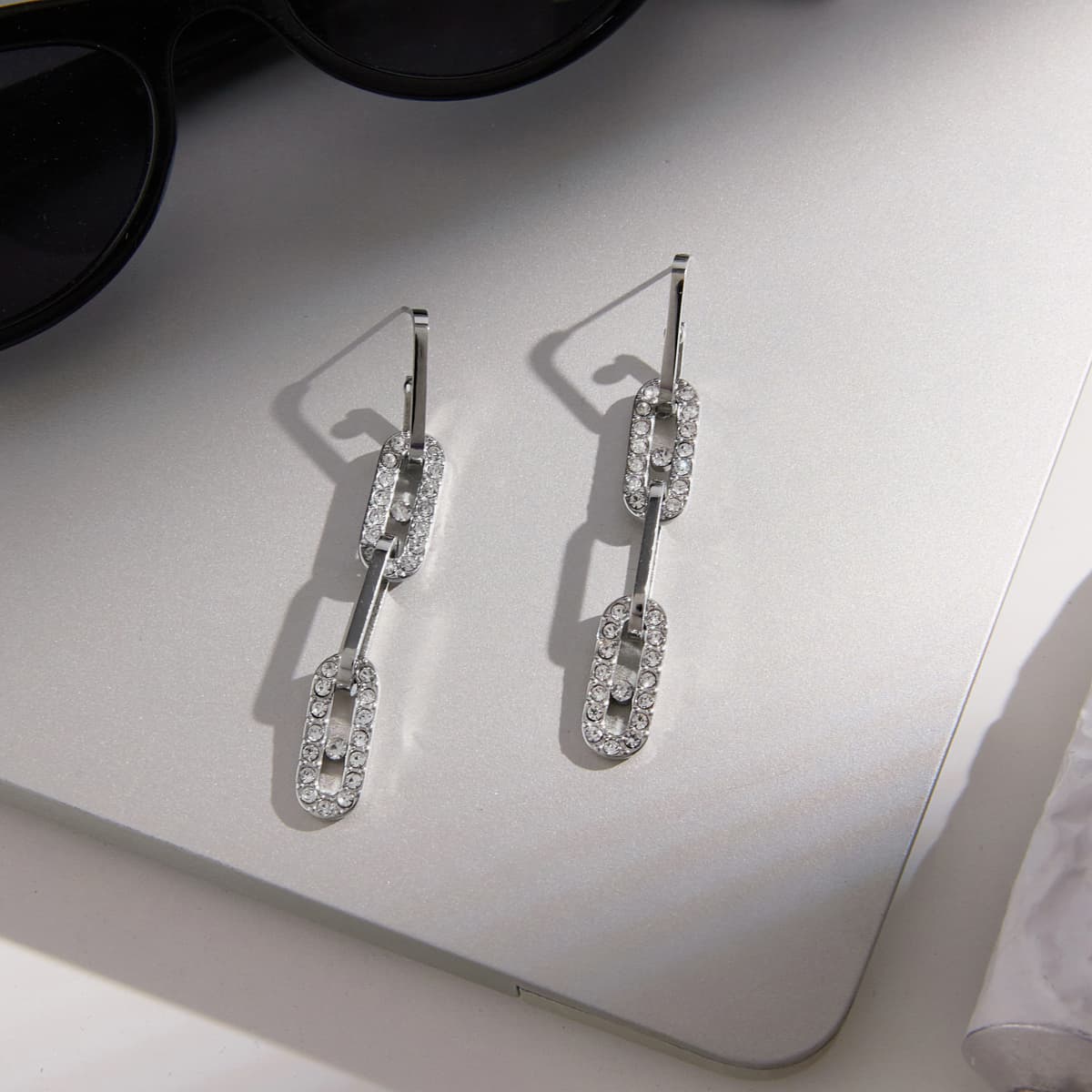 Crystal Link Drop Earrings