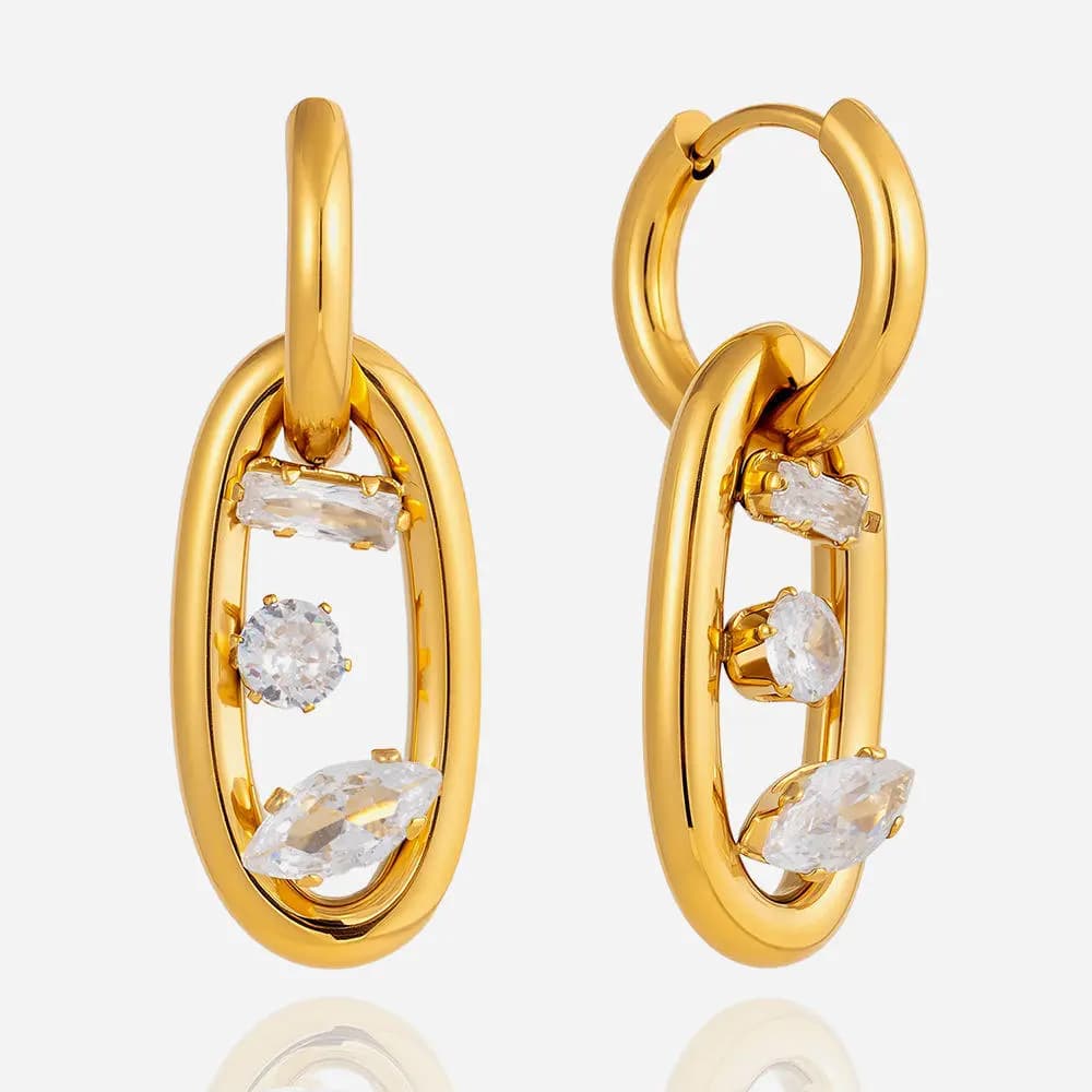 Crystal Link Hoop Earrings