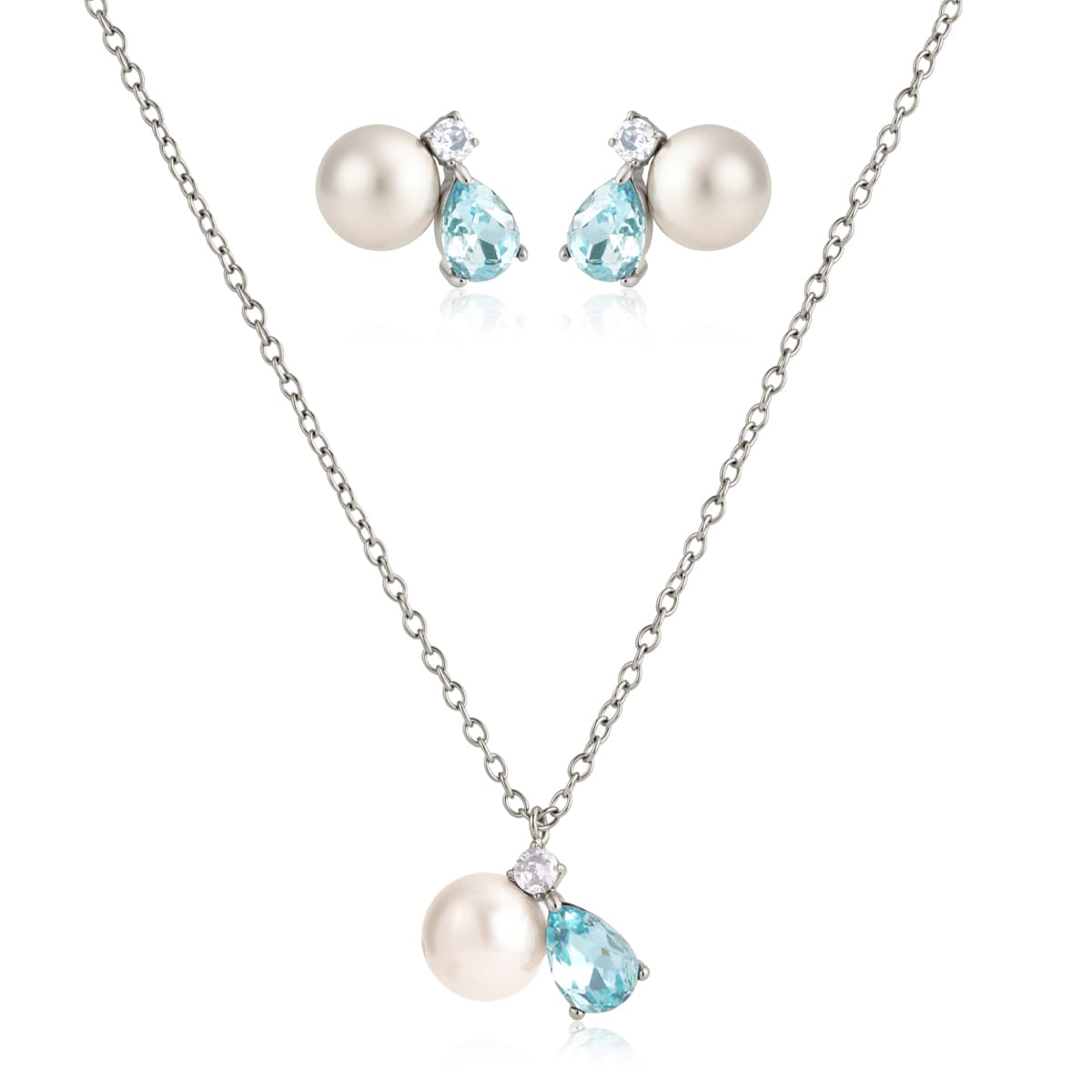 Pearl & Blue Crystal Necklace 
