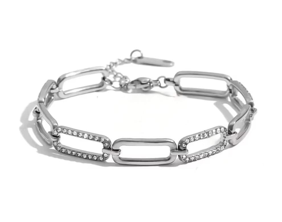 Crystal Paperclip Chain Bracelet