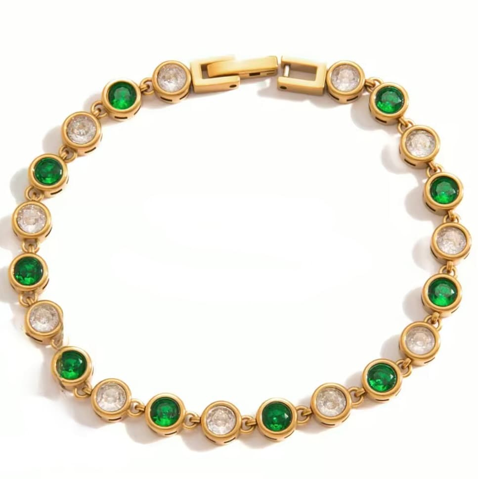 Green Gold Zircon Tennis Bracelet