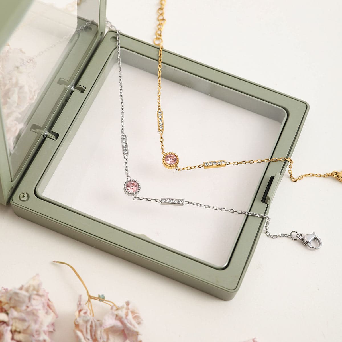 Pink Solitaire Bracelet 