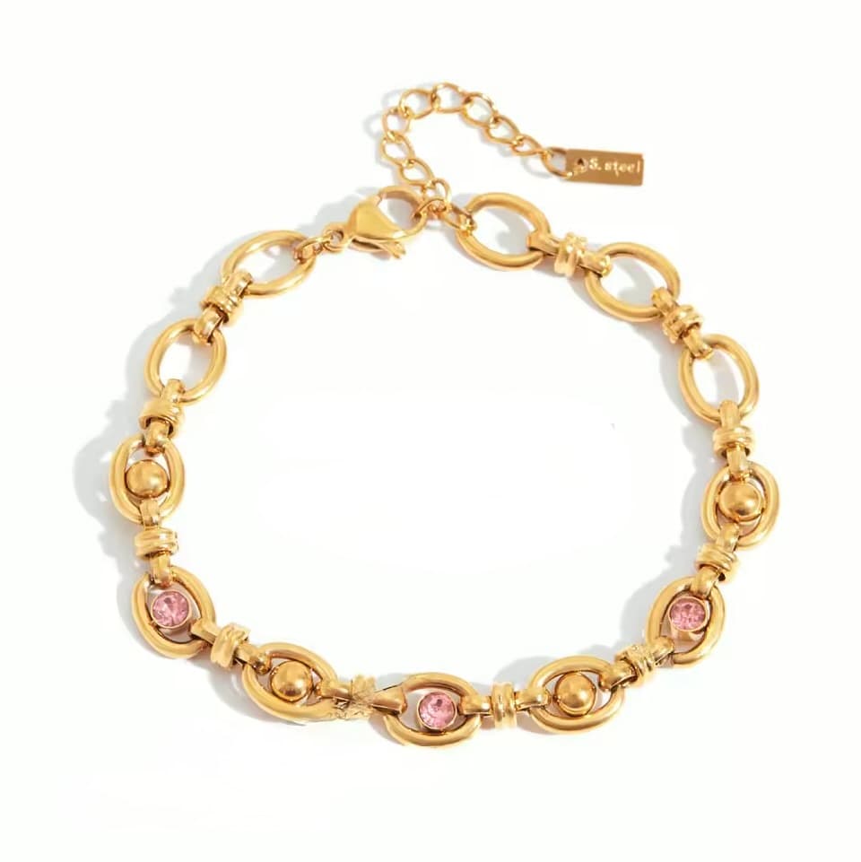 Pink Crystal Link Bracelet 