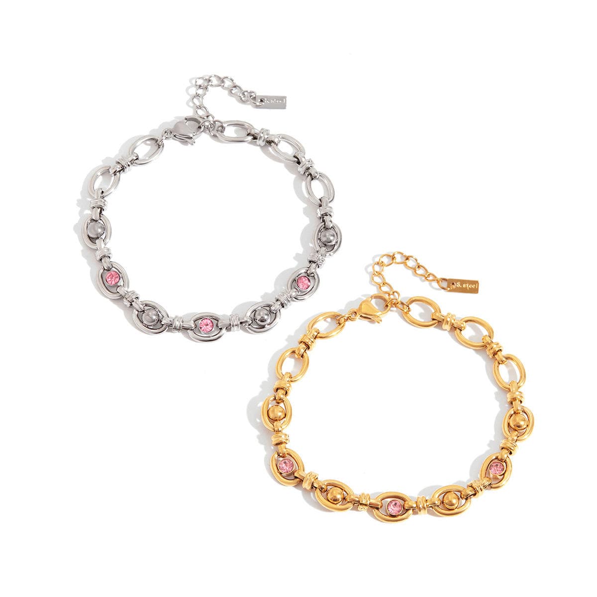 Pink Crystal Link Bracelet 