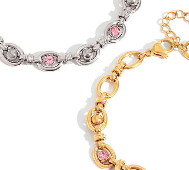 Pink Crystal Link Bracelet 