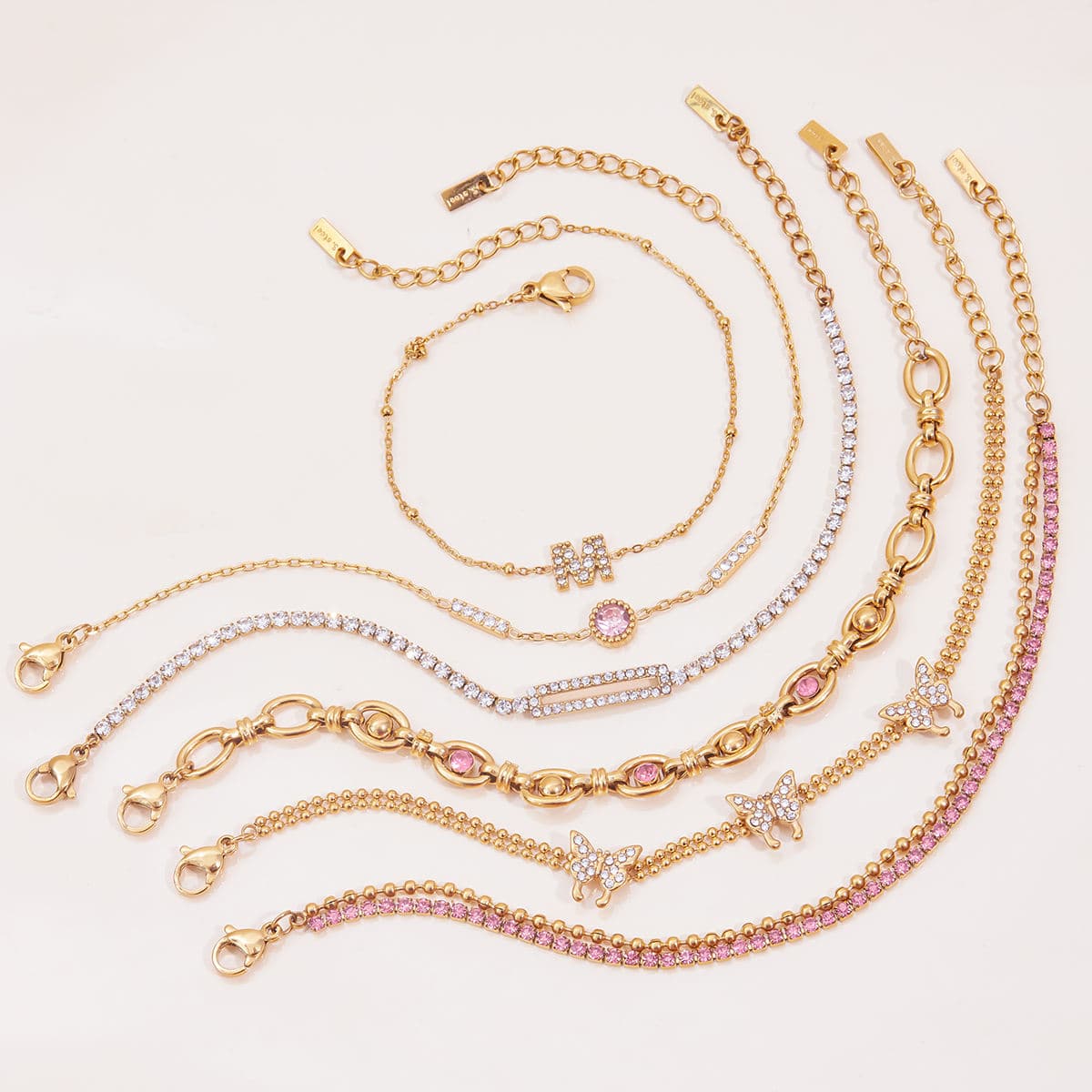 Pink Crystal Link Bracelet 