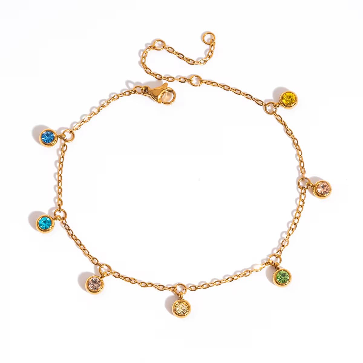 Rainbow Crystal Charm Bracelet 