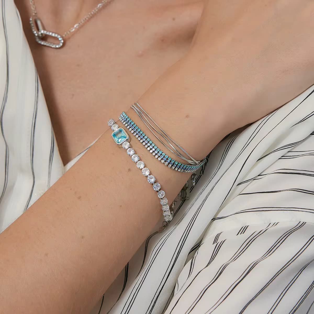 Blue Zircon Tennis Bracelet
