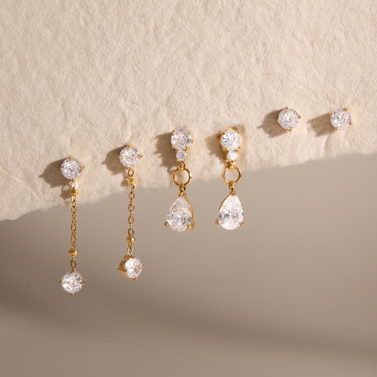 Crystal Earring Set – Gold