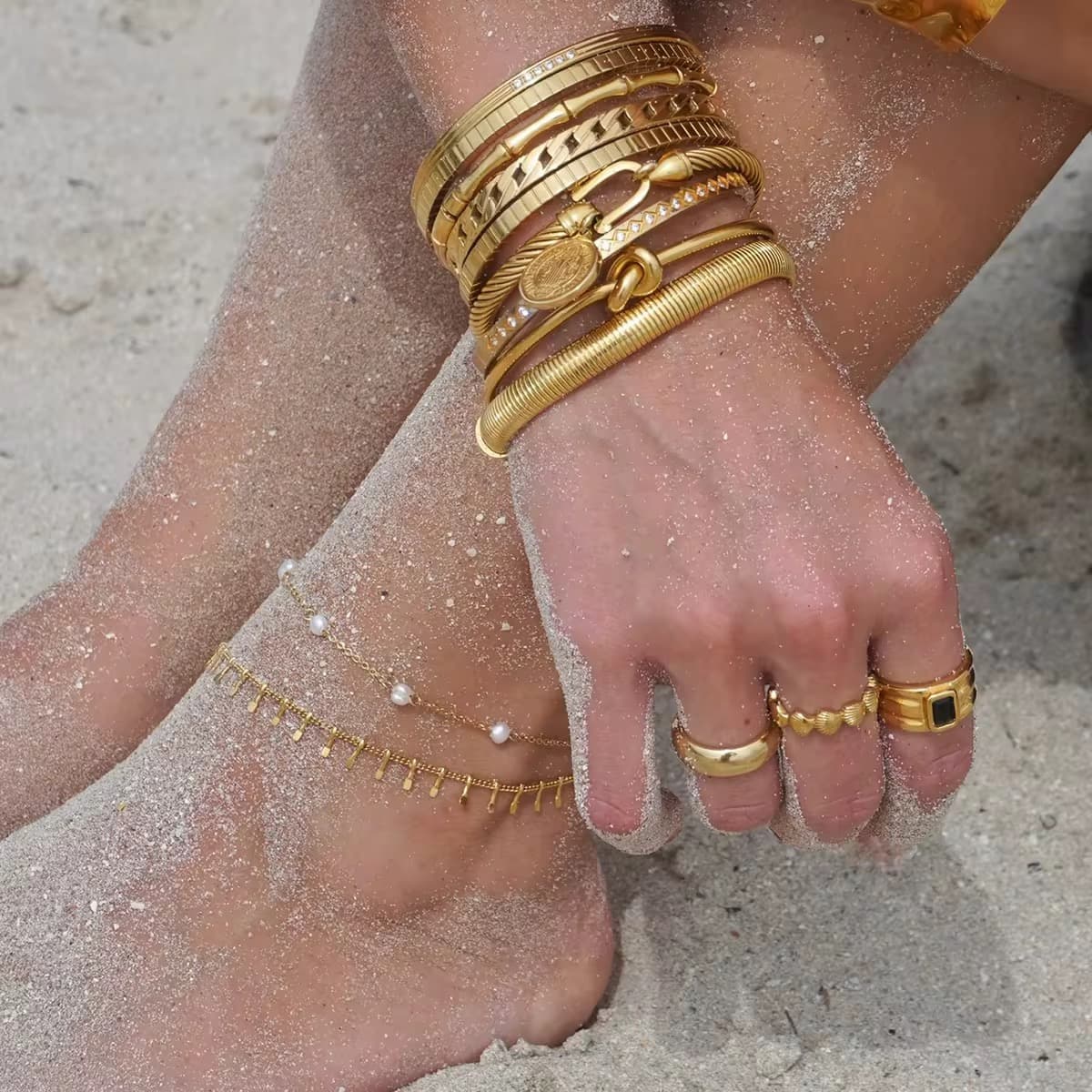 Layered Anklet Set