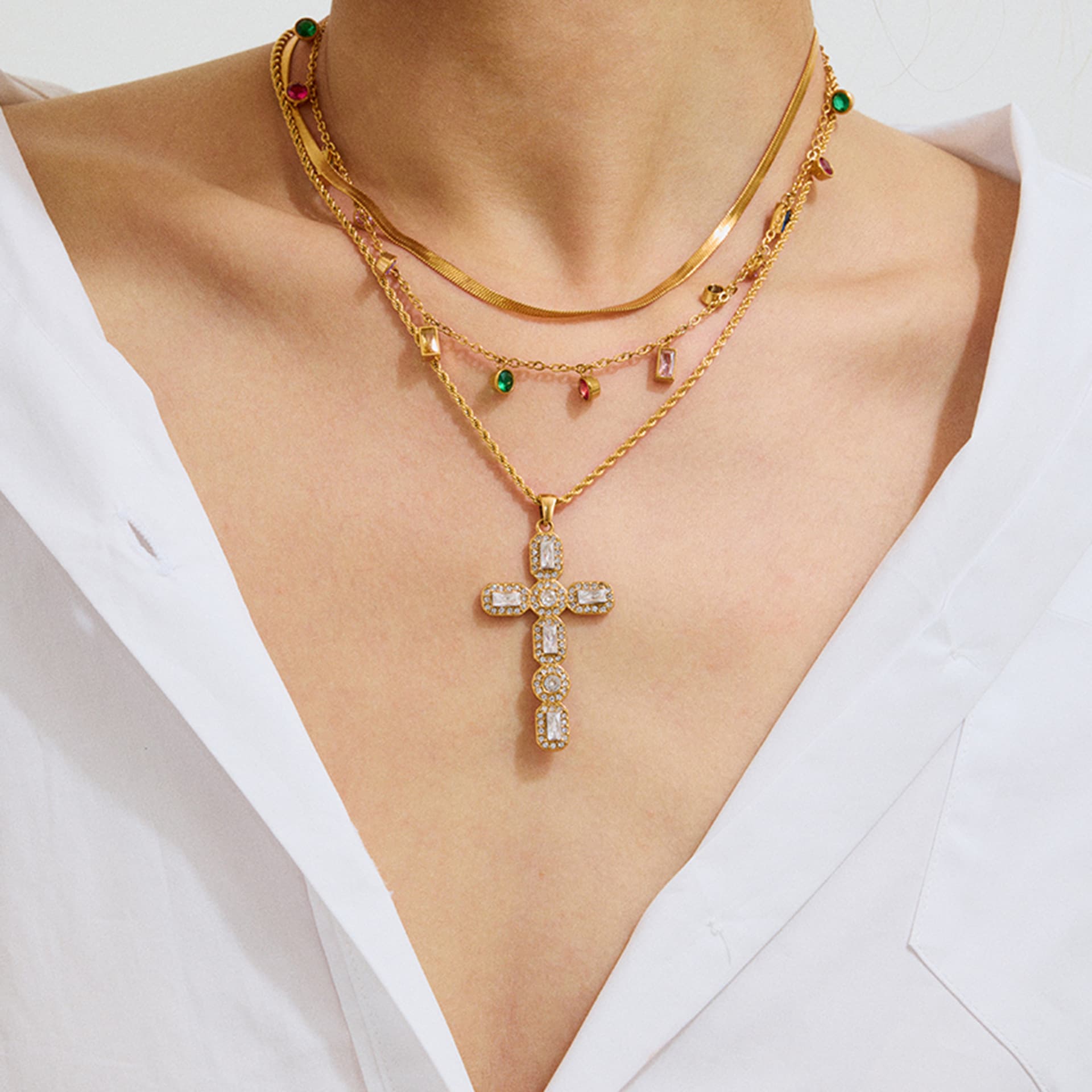  Crystal Cross Necklace