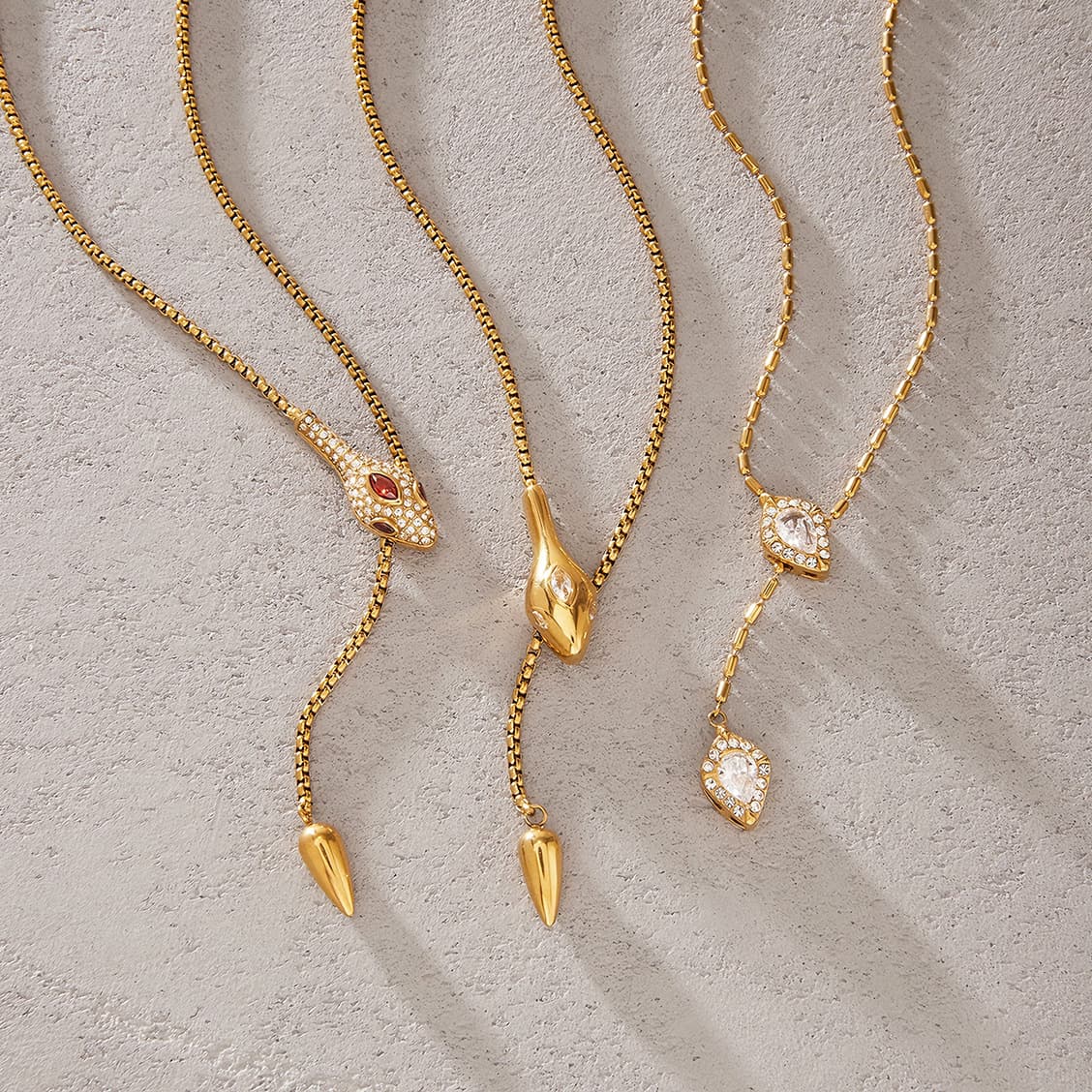 Rhinestone Sliding Snake Necklace