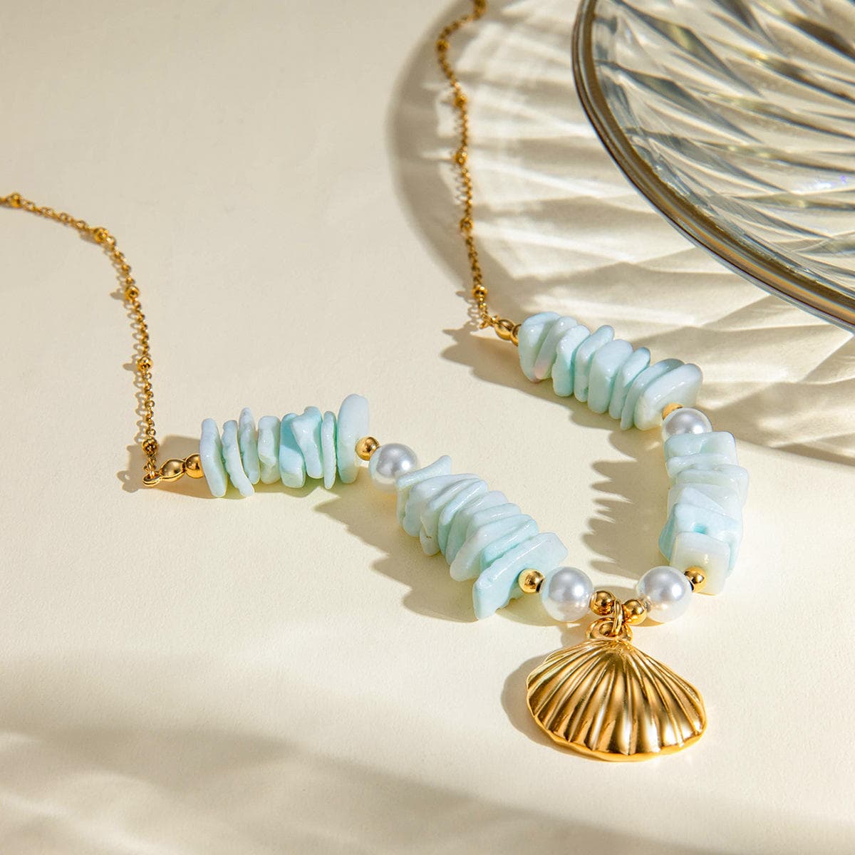 Blue Stone Shell Necklace