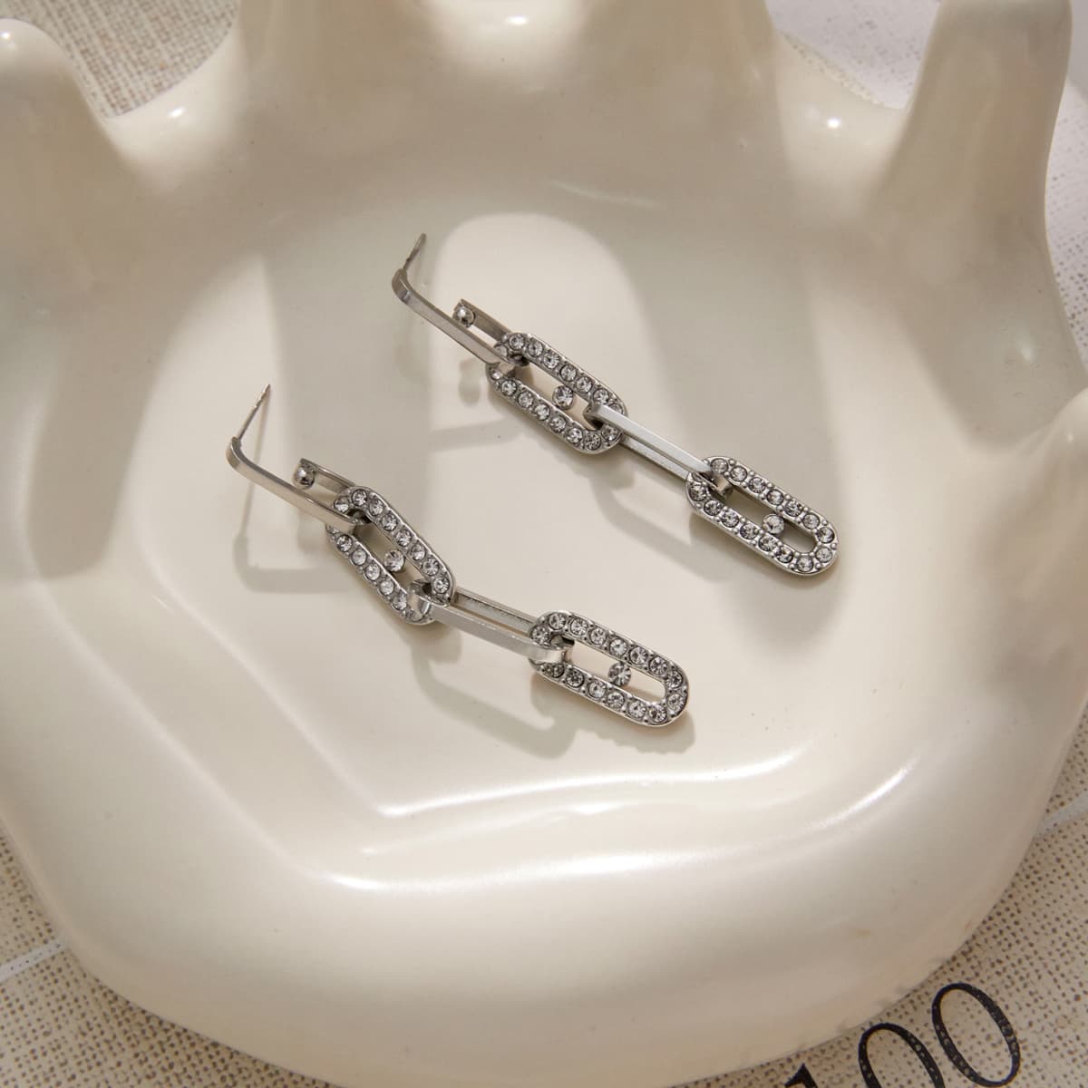 Crystal Link Drop Earrings