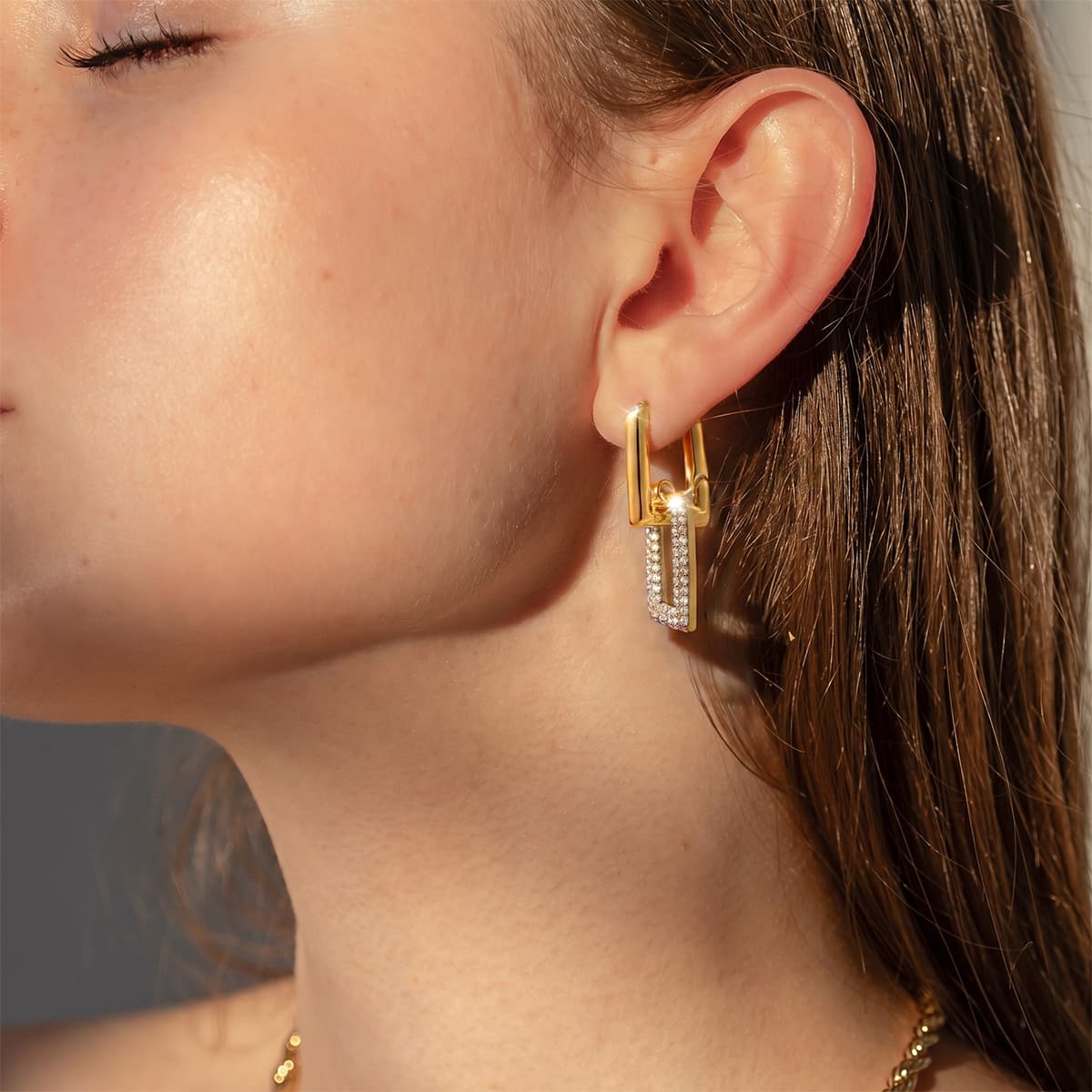 Crystal Drop Hoop Earrings – Gold