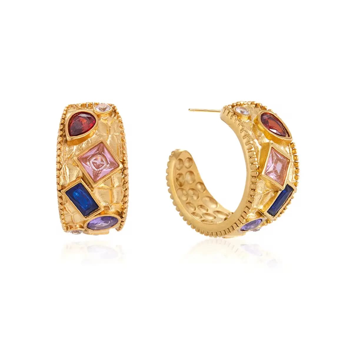 Gemstone Hoop Earrings 