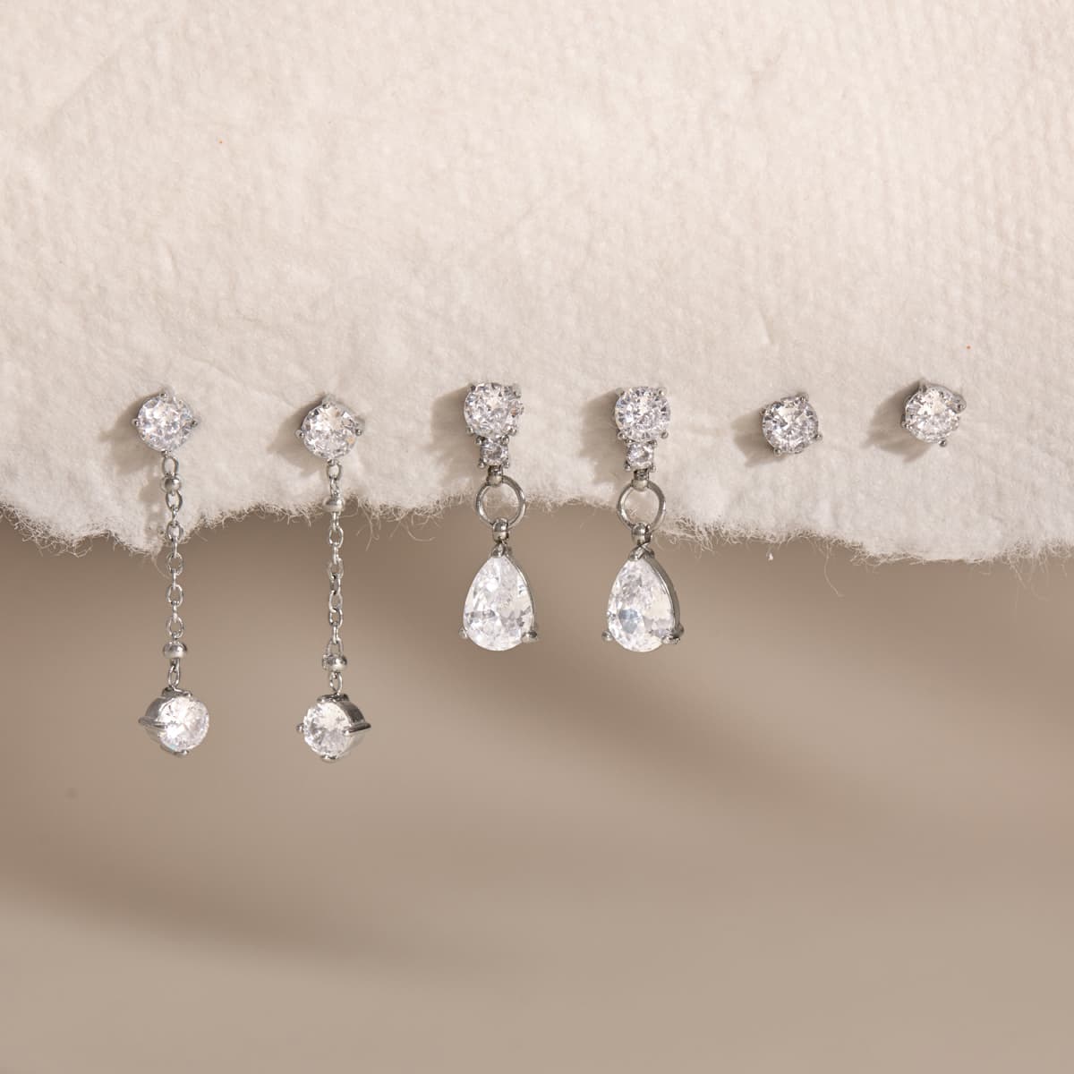 Crystal Earring Set – Silver