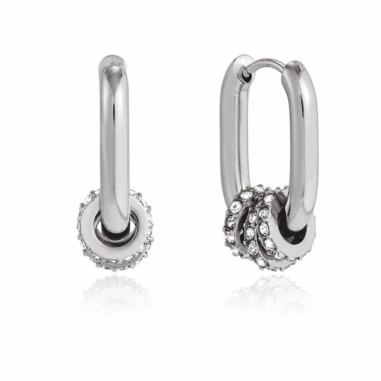 Crystal Charm Hoop Earrings 