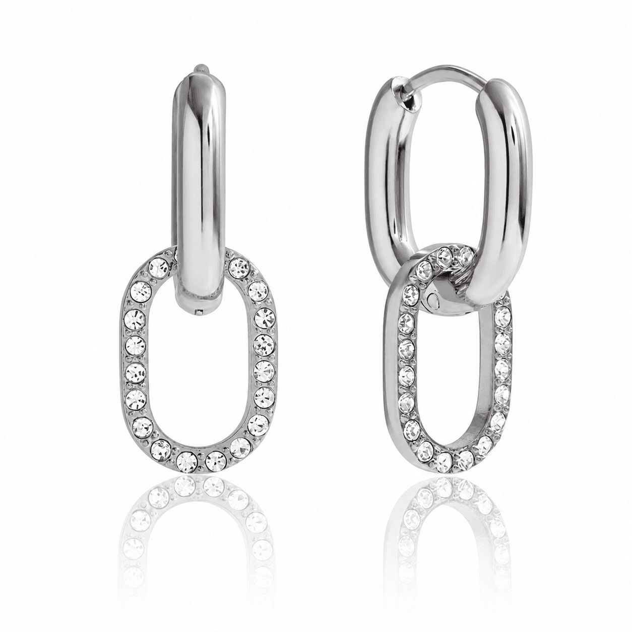 Crystal Link Hoop Earrings 