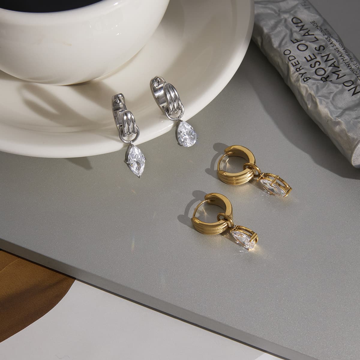 Pear Cut Crystal Drop Earrings