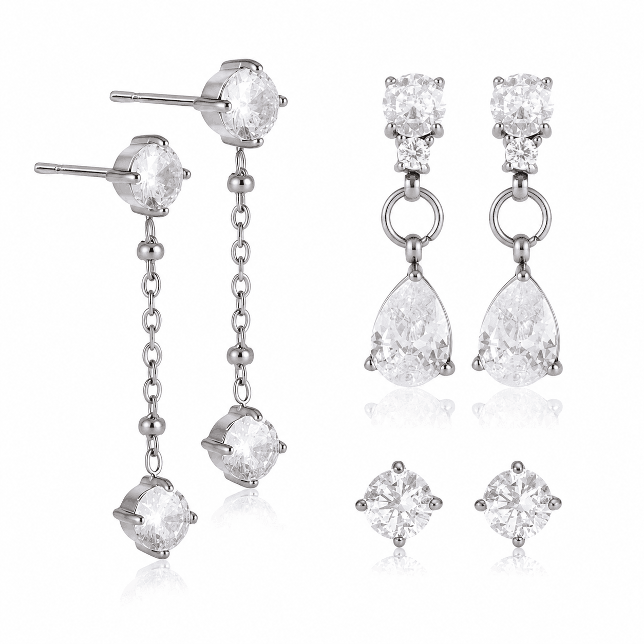 Crystal Earring Set – Silver