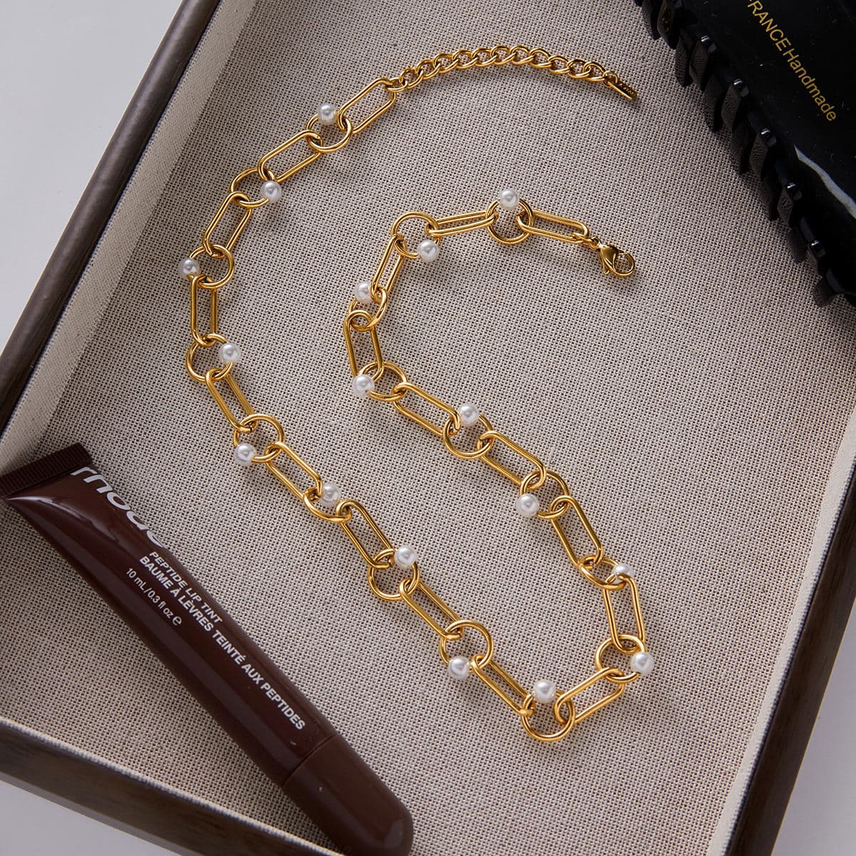Pearl Paperclip Chain Necklace 
