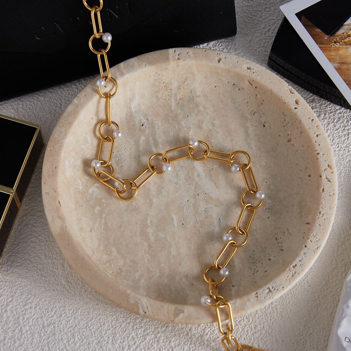 Pearl Paperclip Chain Necklace 