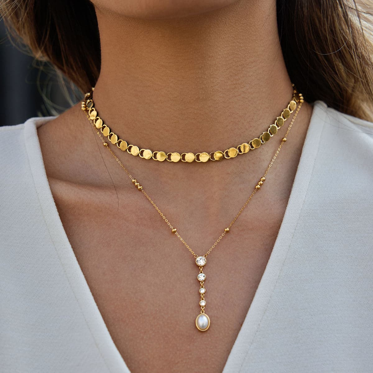 Coin Dics Choker Necklace