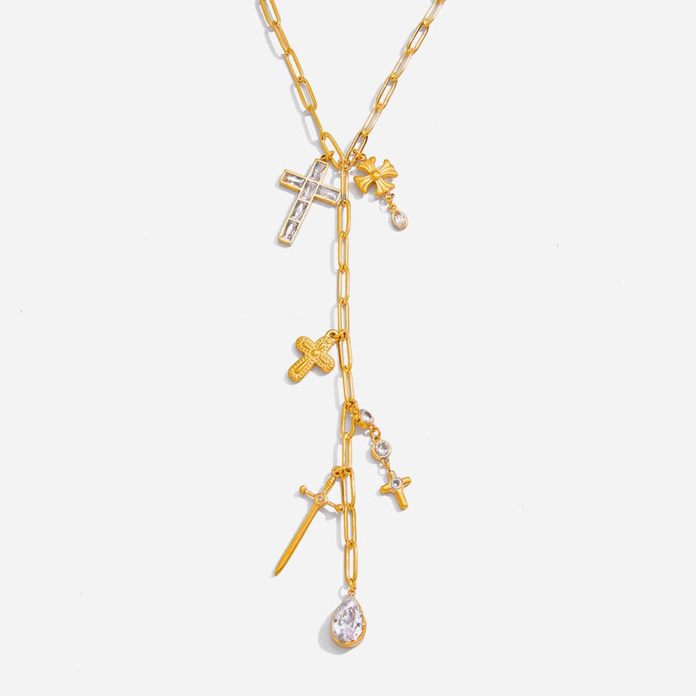 Cross Charm Y Necklace 