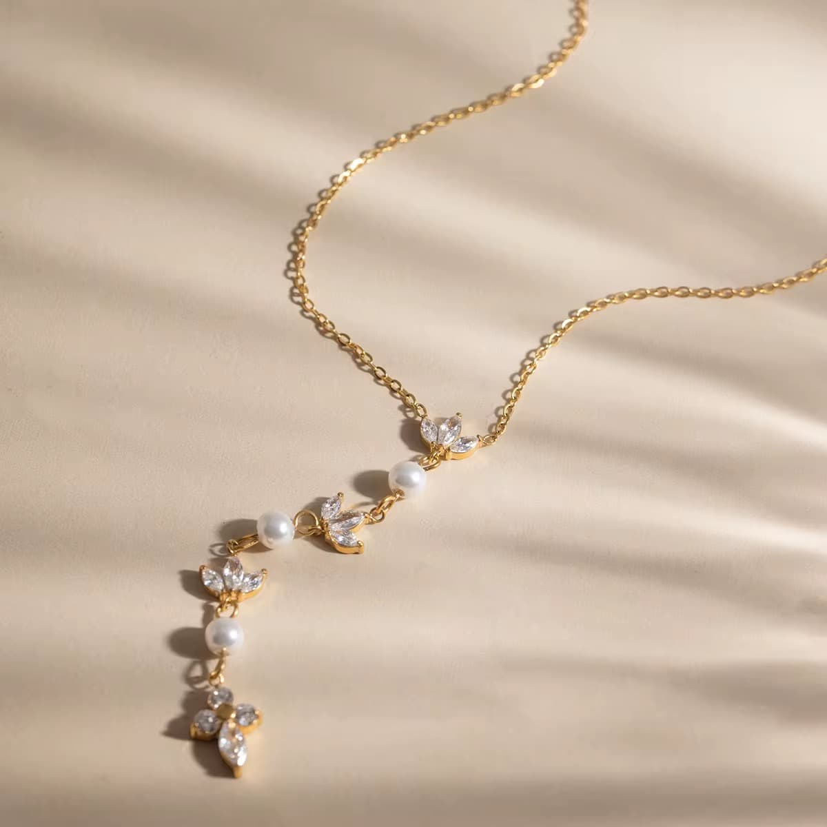Pearl Drop Y Necklace 