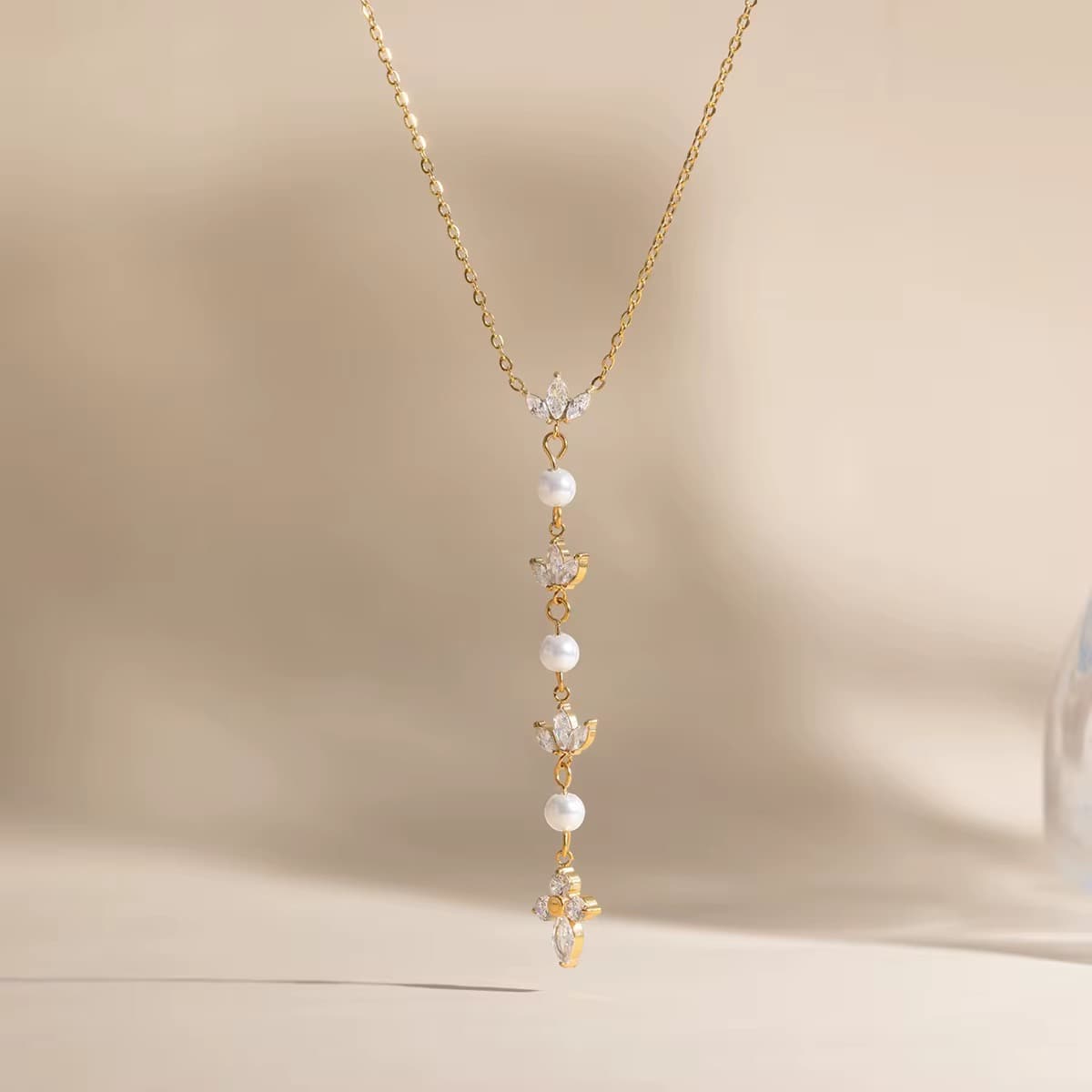 Pearl Drop Y Necklace 