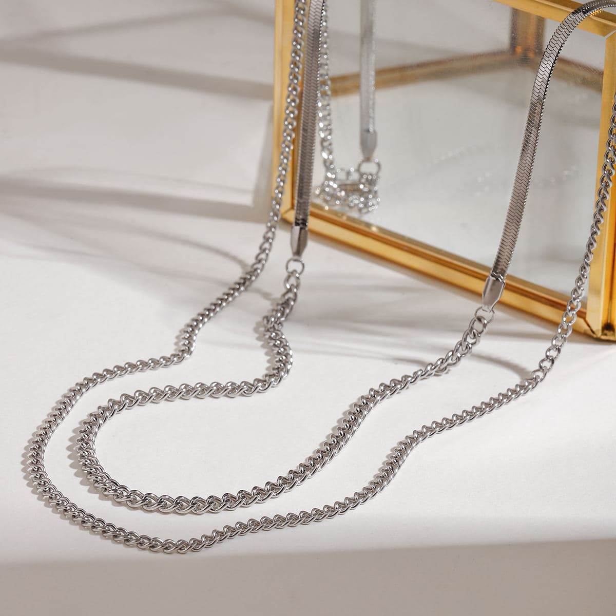 Layered Stainless Steel Chain Necklace