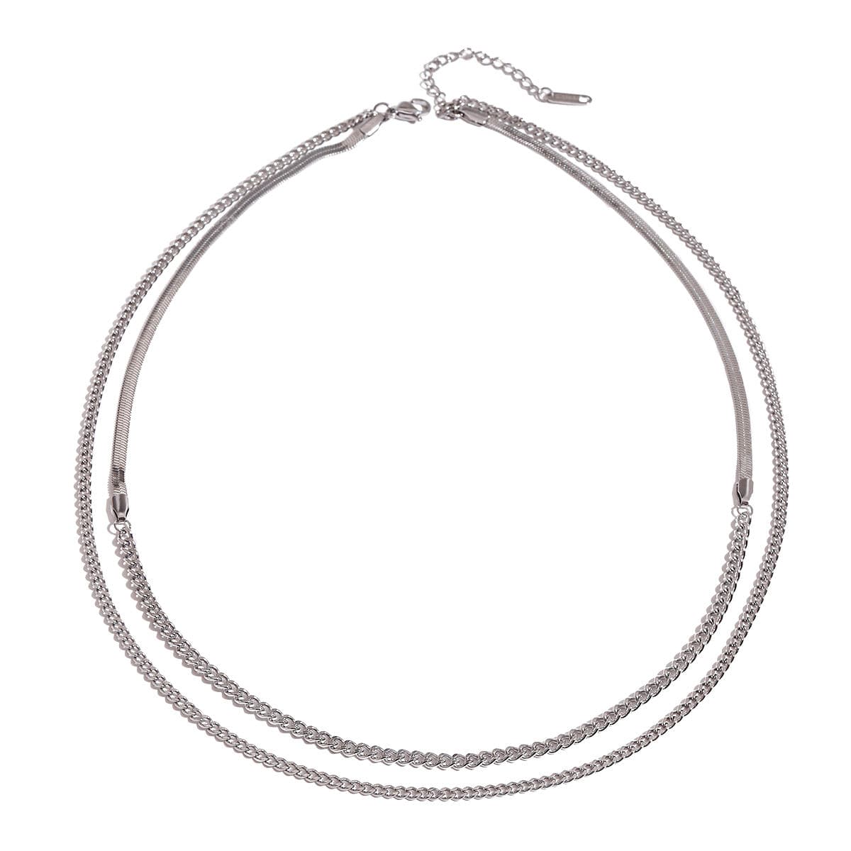 Layered Stainless Steel Chain Necklace
