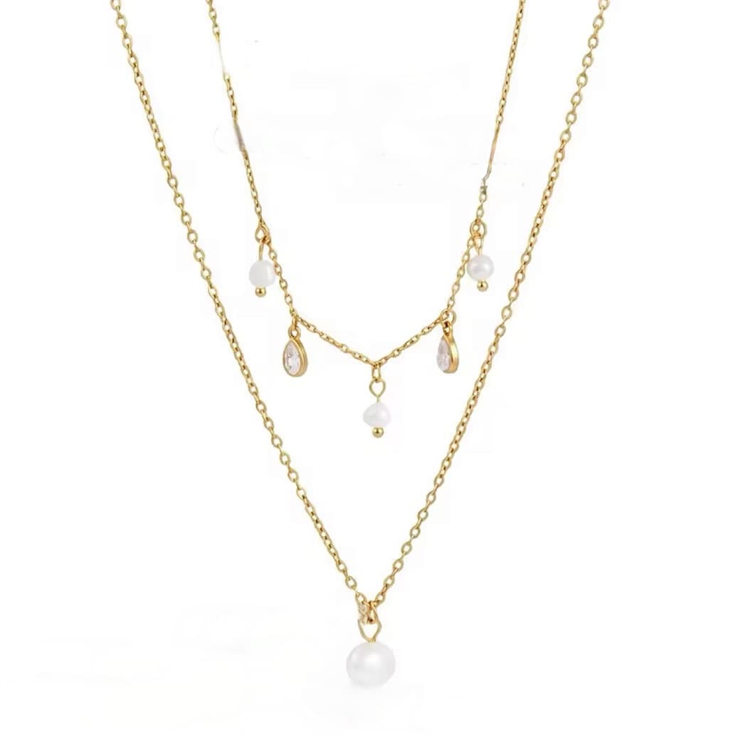Layered Crystal Drop Necklace