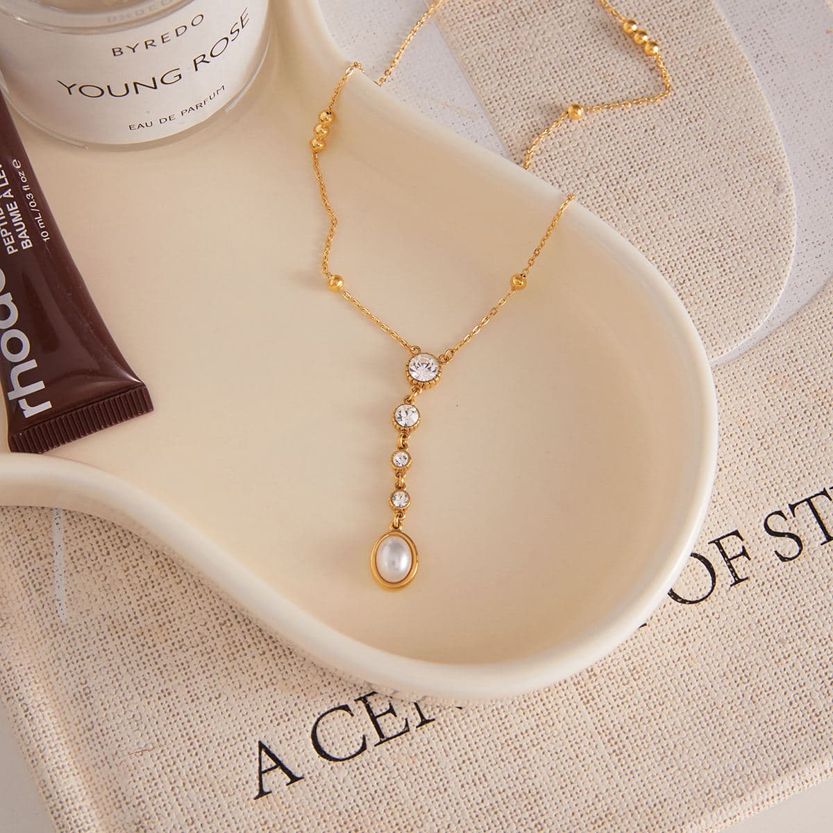 Pearl Drop Y Necklace 